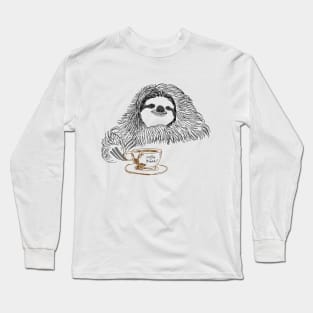 Funny Sloth likes Coffee break, Lazy Sloth Lover Long Sleeve T-Shirt